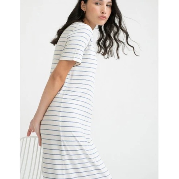 New Mus & Bombon Bornan Raya Azul Maxi Striped Dress  Sz S Viscose - Picture 3 of 12